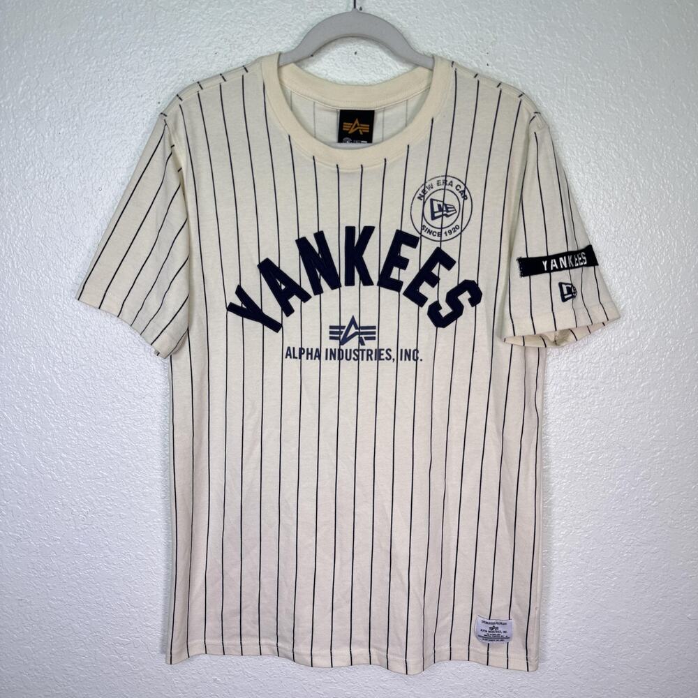 New York Yankees Shirt Mens Medium MLB Baseball Alpha Industries New Era Retro
